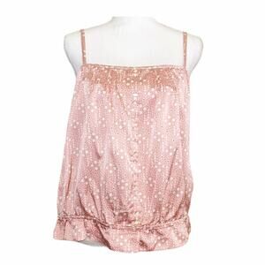 NWOT GAP Silk Blend Pink Ruffles Camisole Blouse Large